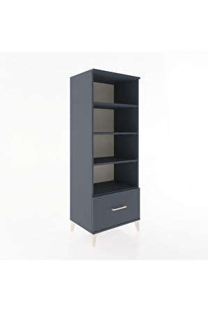 Hyperion Dolap 4 Raflı Tek Çekmeceli 60x44x163 Antrasit-Antrasit