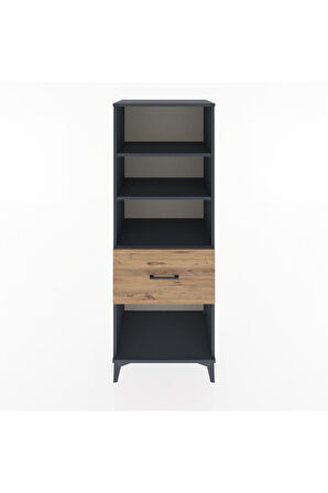Hyperion Dolap 3 Raflı Tek Çekmeceli 60x44x163 Antrasit-Çam