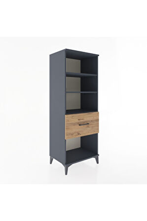 Hyperion Dolap 3 Raflı Tek Çekmeceli 60x44x163 Antrasit-Çam
