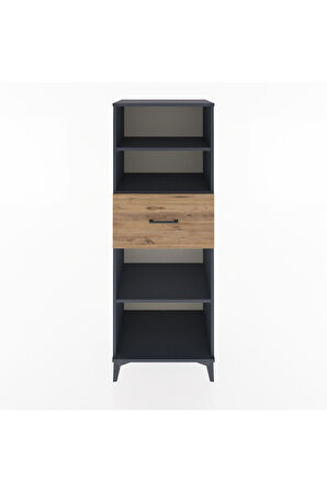 Hyperion Dolap 3 Raflı Tek Çekmeceli 60x44x163 Antrasit-Çam