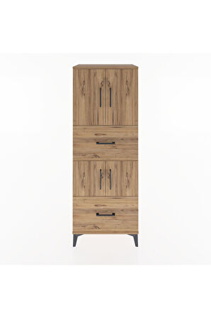 Hyperion Dolap 3 Raflı 2 Çekmeceli 4 Kapaklı 60x44x163 Çam-Çam