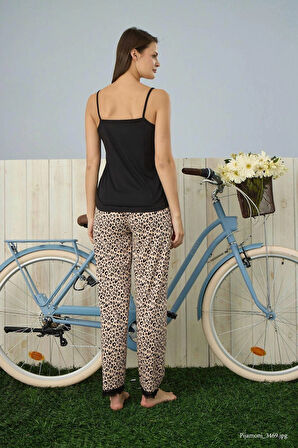 Pijamoni Kadın Milan Kumaş Sabahlıklı Pijama Takım