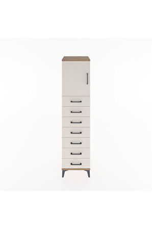 Hyperion Dolap Tek Raflı 7 Çekmeceli Tek Kapaklı 44x44x182 Çam-Aytaşı