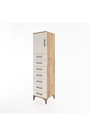 Hyperion Dolap Tek Raflı 7 Çekmeceli Tek Kapaklı 44x44x182 Çam-Aytaşı