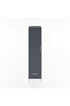 Hyperion Dolap 4 Raflı Tek Çekmeceli Tek Kapaklı 44x44x182 Antrasit-Antrasit