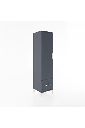 Hyperion Dolap 4 Raflı Tek Çekmeceli Tek Kapaklı 44x44x182 Antrasit-Antrasit