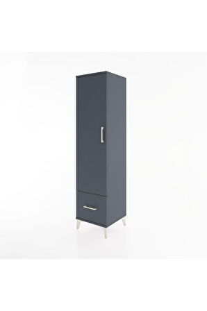 Hyperion Dolap 4 Raflı Tek Çekmeceli Tek Kapaklı 44x44x182 Antrasit-Antrasit