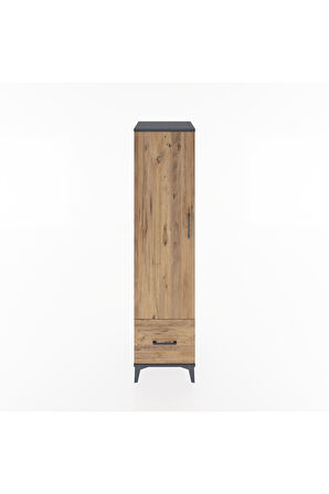 Hyperion Dolap 4 Raflı Tek Çekmeceli Tek Kapaklı 44x44x182 Antrasit-Çam