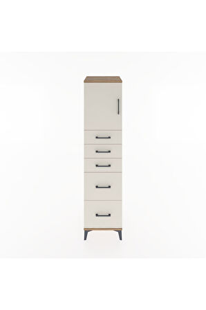 Hyperion Dolap Tek Raflı 5 Çekmeceli Tek Kapaklı 44x44x182 Çam-Aytaşı