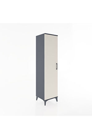 Hyperion Dolap 2 Raflı Tek Kapaklı Tek Askılı 44x44x182 Antrasit-Aytaşı
