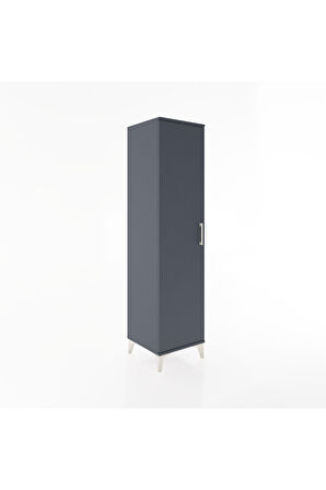 Hyperion Dolap 2 Raflı Tek Kapaklı Tek Askılı 44x44x182 Antrasit-Antrasit