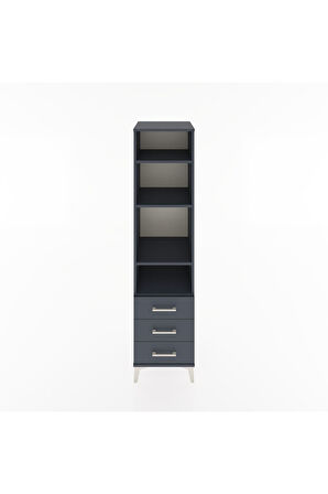 Hyperion Dolap 4 Raflı 3 Çekmeceli 44x44x182 Antrasit-Antrasit