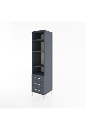 Hyperion Dolap 4 Raflı 3 Çekmeceli 44x44x182 Antrasit-Antrasit