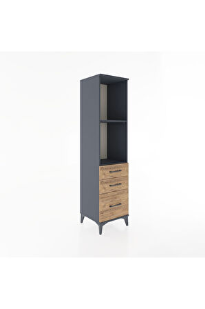 Hyperion Dolap 2 Raflı 3 Çekmeceli 44x44x182 Antrasit-Çam