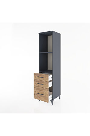 Hyperion Dolap 2 Raflı 3 Çekmeceli 44x44x182 Antrasit-Çam