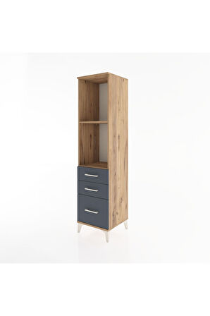 Hyperion Dolap 2 Raflı 3 Çekmeceli 44x44x182 Çam-Antrasit