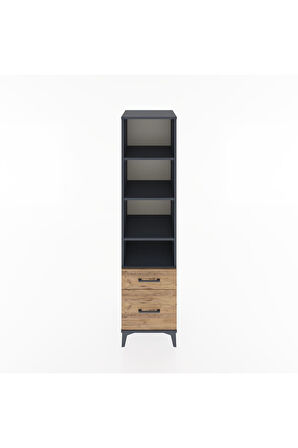 Hyperion Dolap 4 Raflı 2 Çekmeceli 44x44x182 Antrasit-Çam