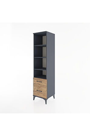 Hyperion Dolap 4 Raflı 2 Çekmeceli 44x44x182 Antrasit-Çam
