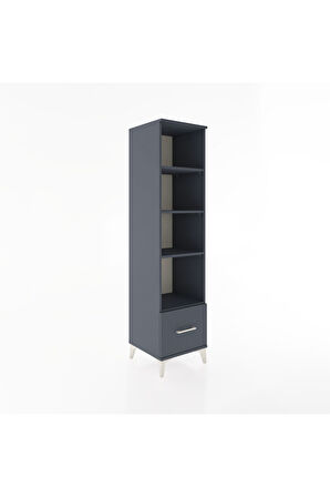Hyperion Dolap 4 Raflı Tek Çekmeceli 44x44x182 Antrasit-Antrasit