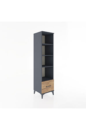 Hyperion Dolap 4 Raflı Tek Çekmeceli 44x44x182 Antrasit-Çam