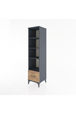 Hyperion Dolap 4 Raflı Tek Çekmeceli 44x44x182 Antrasit-Çam