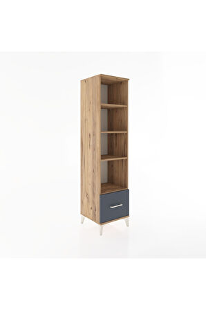 Hyperion Dolap 4 Raflı Tek Çekmeceli 44x44x182 Çam-Antrasit