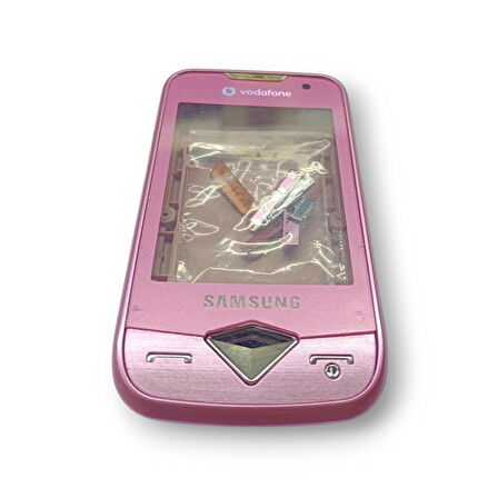 Samsung S5600 Kasa Samsung Galaxy S5600 Uyumlu Pembe Renk Orta Kasa Ön Arka Kapak Tuş Takımı