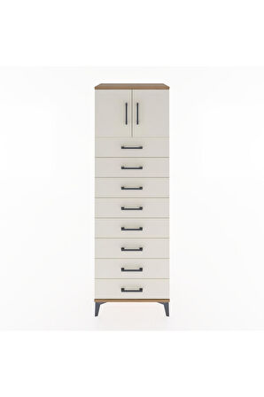 Hyperion Dolap Tek Raflı 8 Çekmeceli 2 Kapaklı 60x44x182 Çam-Aytaşı