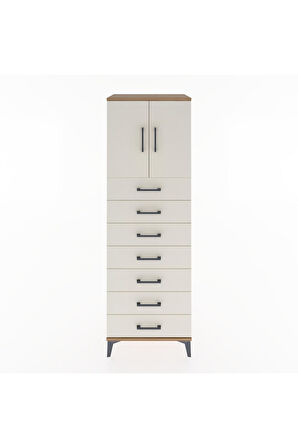 Hyperion Dolap Tek Raflı 7 Çekmeceli 2 Kapaklı 60x44x182 Çam-Aytaşı