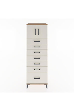 Hyperion Dolap Tek Raflı 7 Çekmeceli 2 Kapaklı 60x44x182 Çam-Aytaşı