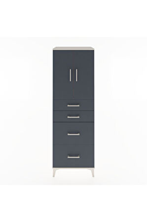 Hyperion Dolap Tek Raflı 4 Çekmeceli 2 Kapaklı 60x44x182 Aytaşı-Antrasit