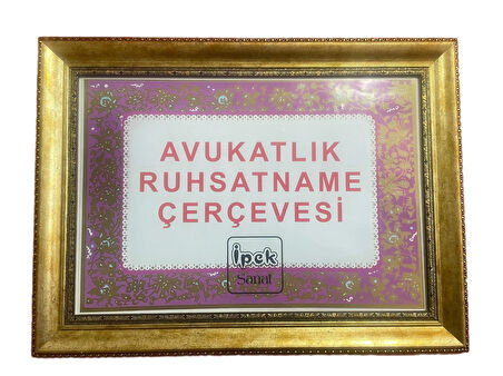 Avukatlık Ruhsat Çerçevesi Soft Gold Renk - 33x48 - Hakiki Camlı Ruhsatname Çerçevesi