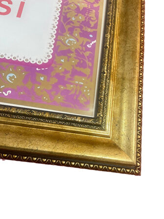 Avukatlık Ruhsat Çerçevesi Soft Gold Renk - 33x48 - Hakiki Camlı Ruhsatname Çerçevesi