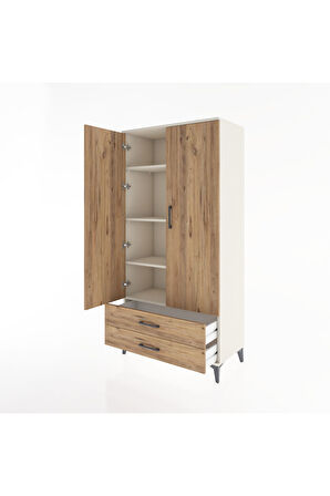 Hyperion Dolap 4 Raflı 2 Çekmeceli 2 Kapaklı 88x44x182 Aytaşı-Çam