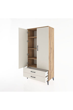 Hyperion Dolap 4 Raflı 2 Çekmeceli 2 Kapaklı 88x44x182 Çam-Aytaşı