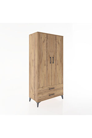 Hyperion Dolap 4 Raflı 2 Çekmeceli 2 Kapaklı 88x44x182 Çam-Çam