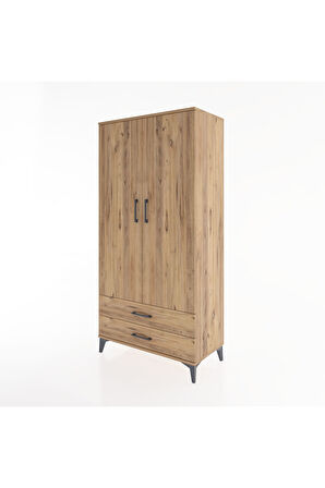 Hyperion Dolap 4 Raflı 2 Çekmeceli 2 Kapaklı 88x44x182 Çam-Çam