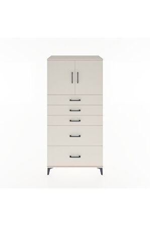 Hyperion Dolap Tek Raflı 5 Çekmeceli 2 Kapaklı 88x44x182 Aytaşı-Aytaşı