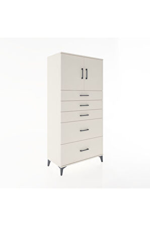 Hyperion Dolap Tek Raflı 5 Çekmeceli 2 Kapaklı 88x44x182 Aytaşı-Aytaşı