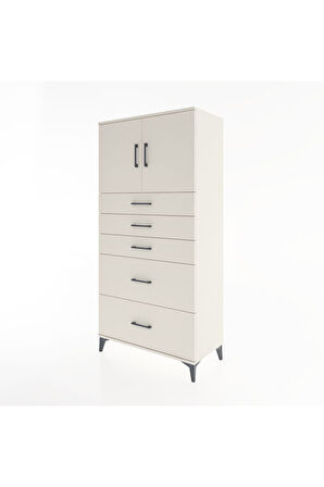 Hyperion Dolap Tek Raflı 5 Çekmeceli 2 Kapaklı 88x44x182 Aytaşı-Aytaşı
