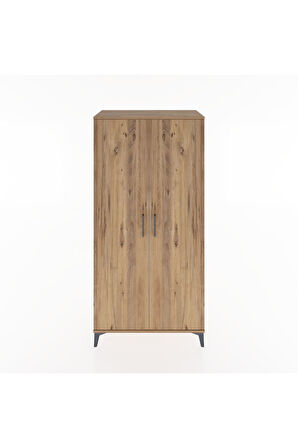 Hyperion Dolap 2 Raflı 2 Kapaklı Tek Askılı 88x44x182 Çam-Çam