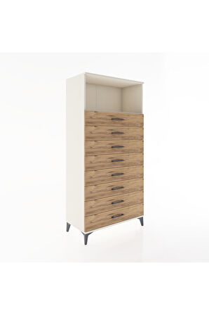 Hyperion Dolap Tek Raflı 8 Çekmeceli 88x44x182 Aytaşı-Çam