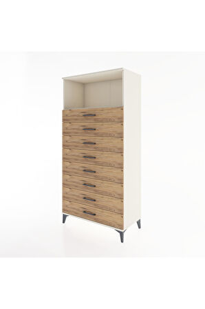 Hyperion Dolap Tek Raflı 8 Çekmeceli 88x44x182 Aytaşı-Çam
