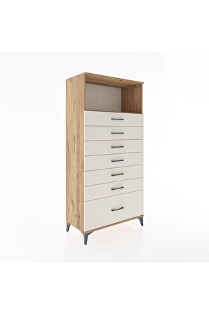 Hyperion Dolap Tek Raflı 7 Çekmeceli 88x44x182 Çam-Aytaşı