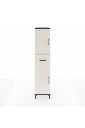 Hyperion Dolap 3 Raflı Tek Çekmeceli 2 Kapaklı 44x44x195 Antrasit-Aytaşı