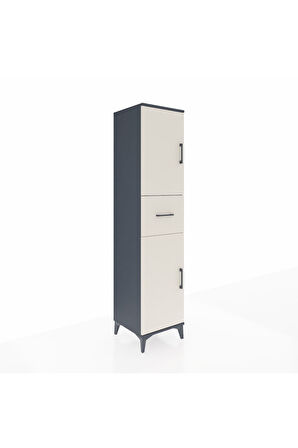 Hyperion Dolap 3 Raflı Tek Çekmeceli 2 Kapaklı 44x44x195 Antrasit-Aytaşı