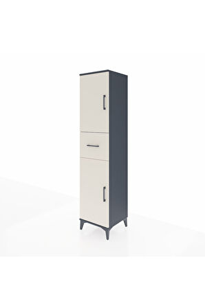 Hyperion Dolap 3 Raflı Tek Çekmeceli 2 Kapaklı 44x44x195 Antrasit-Aytaşı