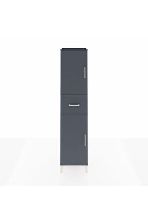 Hyperion Dolap 3 Raflı Tek Çekmeceli 2 Kapaklı 44x44x195 Antrasit-Antrasit