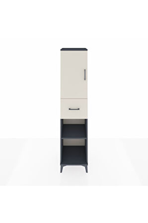 Hyperion Dolap 4 Raflı Tek Çekmeceli Tek Kapaklı 44x44x195 Antrasit-Aytaşı