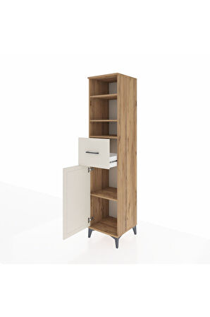 Hyperion Dolap 4 Raflı Tek Çekmeceli Tek Kapaklı 44x44x195 Çam-Aytaşı
